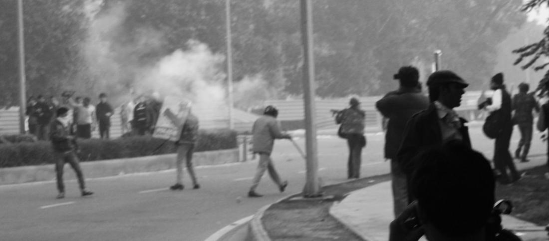 police firing tear gas shells